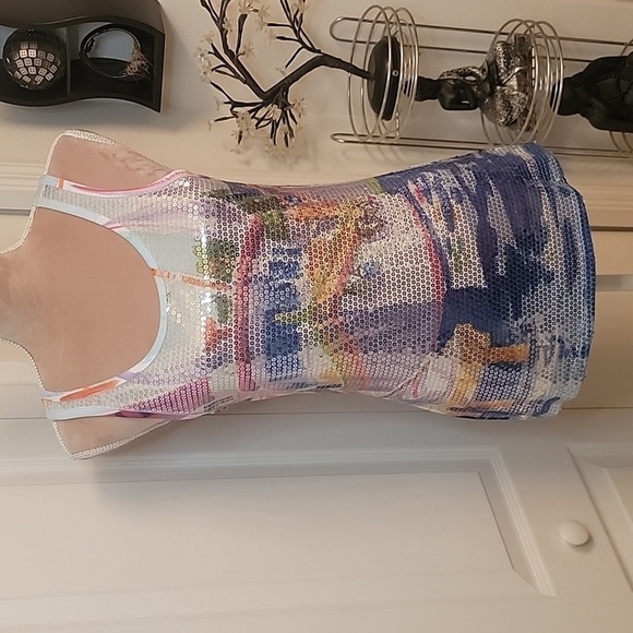 Ellen Negley Art & Sol Tops - Ellen Negley / Art & Sol Sequin Tropical Nautical Tank. Size M, Like New!